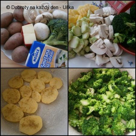 Brokolice zapečená se žampiony a bramborami